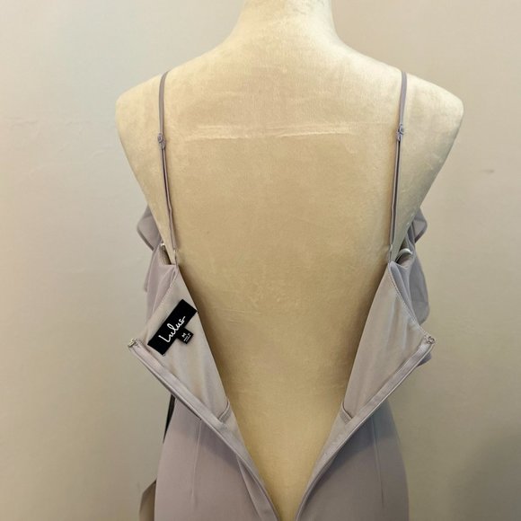 NWT Lulus Cherish the Moment Light Grey Ruffled High-Low Maxi Dress - Size Med - Picture 8 of 12